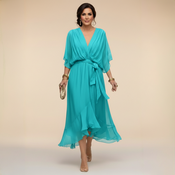 ELENA FLOWING V-NECK DRESS