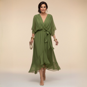 ANWEN V-NECK MIDI DRESS