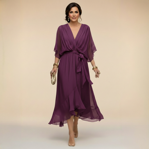 ANWEN V-NECK MIDI DRESS