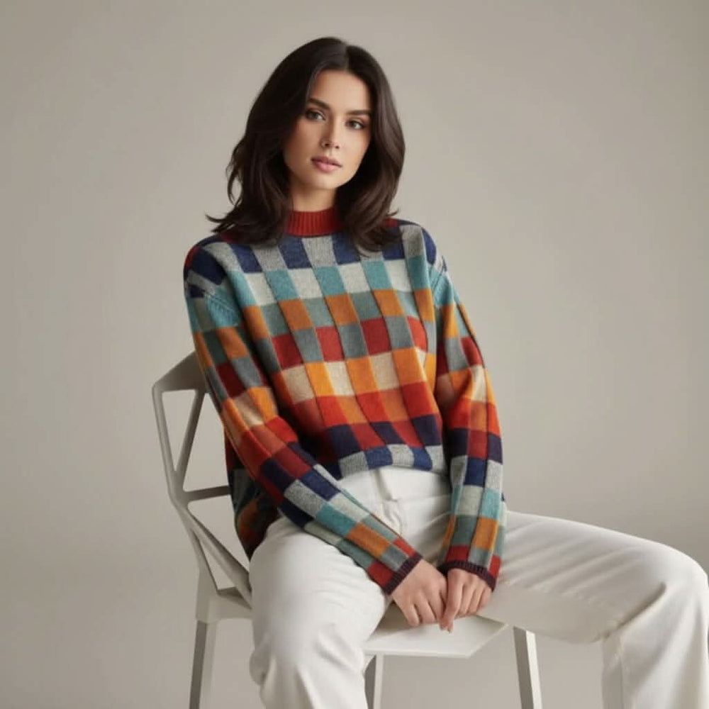 EMMA CHECKED MERINO JUMPER