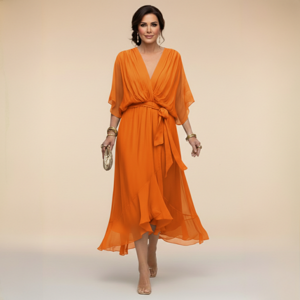 ISABELLA V-NECK CHIFFON DRESS