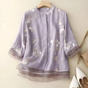 EMILY | COTTON TOP WITH EMBROIDERED FLOWERS
