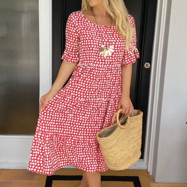 EVERLARK SHORT-SLEEVE MIDI DRESS
