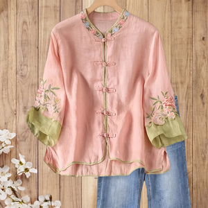 MARCOMBE FLARE-CUFF EMBROIDERED BLOUSE