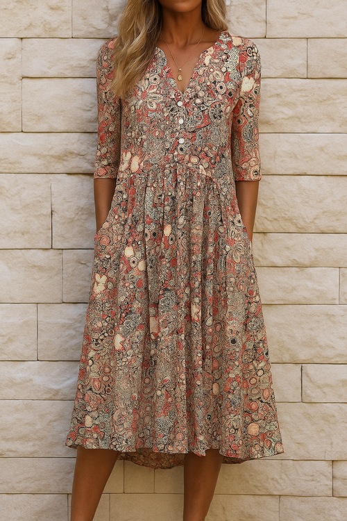 LIORA LUXE V-NECK DRESS