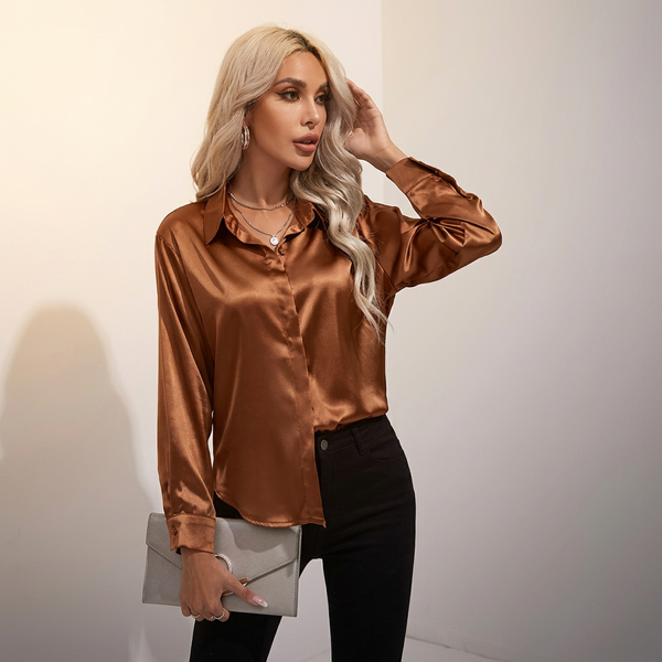 SELWORTH SATIN V-NECK BLOUSE