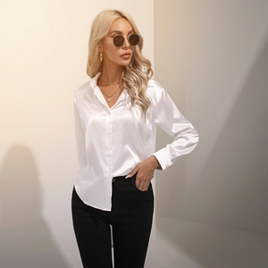 SELWORTH SATIN V-NECK BLOUSE