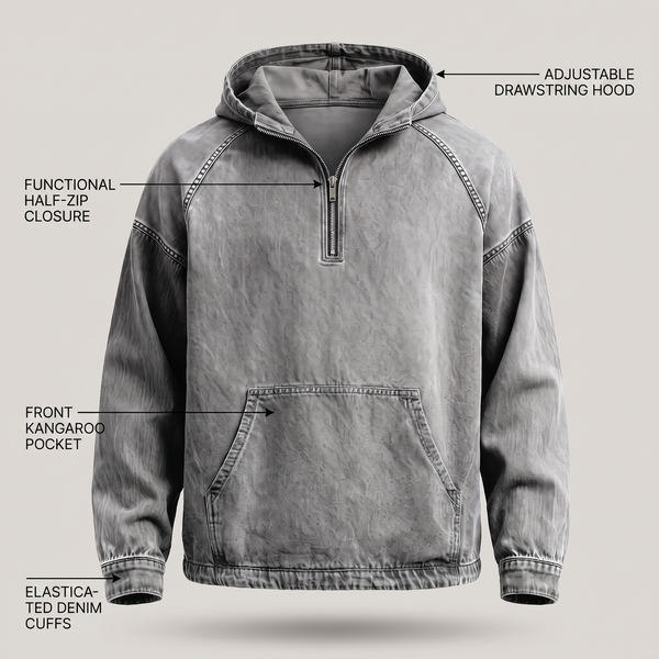 RIVINGTON HALF-ZIP DENIM JACKET