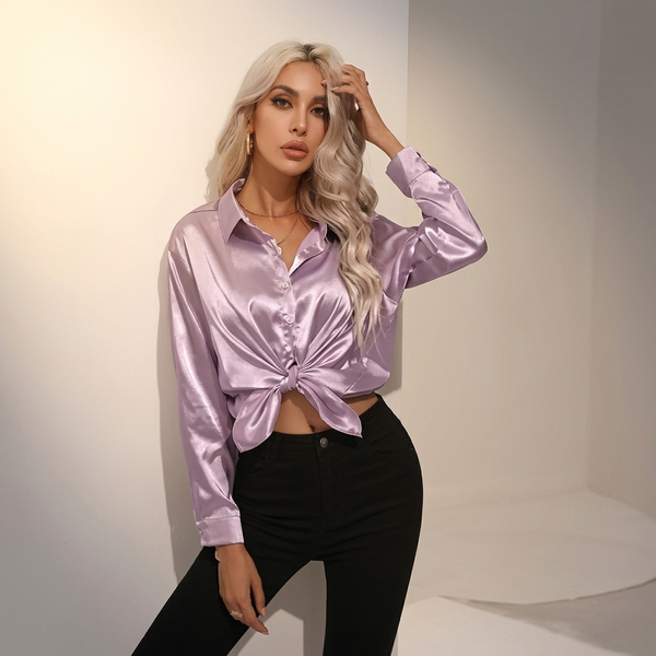 SELWORTH SATIN V-NECK BLOUSE