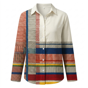 RAVELLE COLOUR-BLOCK BUTTON BLOUSE