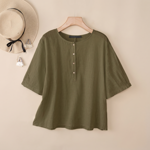 ELLACOMBE SHORT-SLEEVE BUTTON BLOUSE