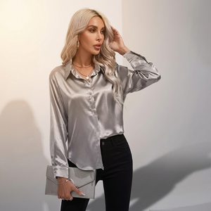 SELWORTH SATIN V-NECK BLOUSE
