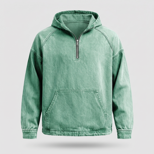 RIVINGTON HALF-ZIP DENIM JACKET