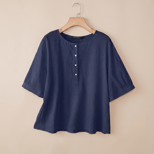 ELLACOMBE SHORT-SLEEVE BUTTON BLOUSE
