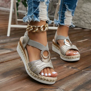 AVELMERE METAL-RING WEDGE SANDALS