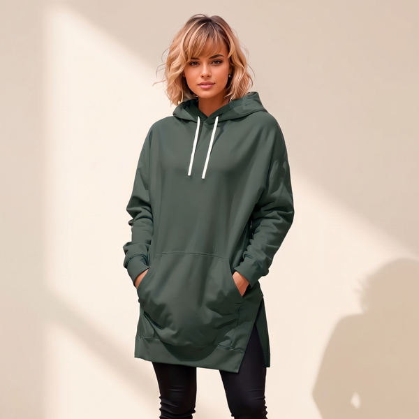 AVELMERE SOFT-FLEECE HOODIE DRESS