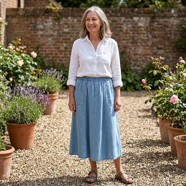 BRAYSTONE A-LINE DENIM SKIRT
