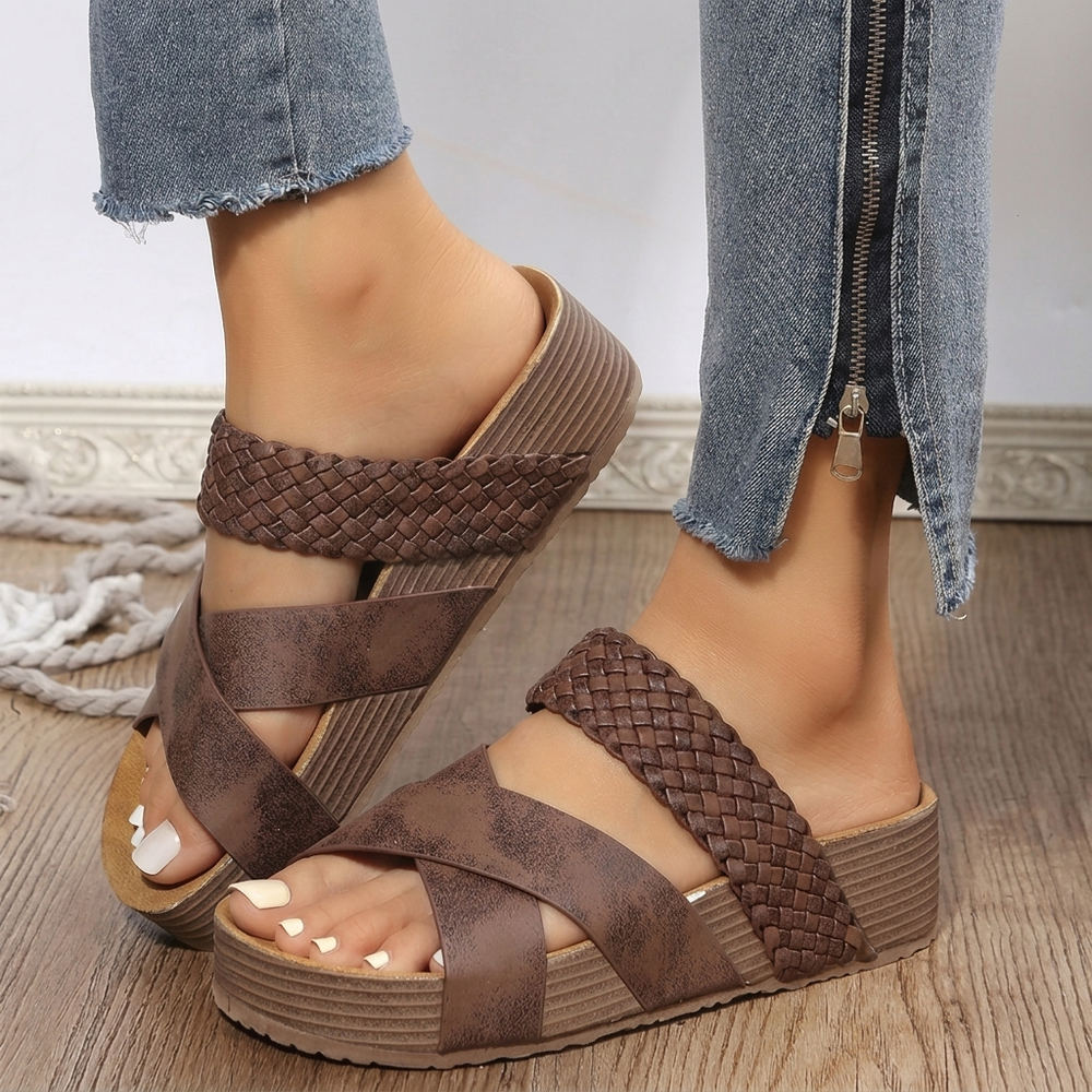 TREVANNA DOUBLE-STRAP WEDGE SANDALS