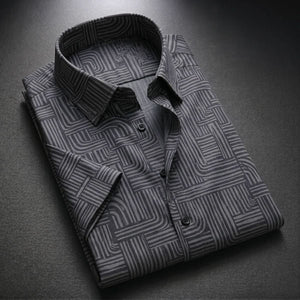 ASHFORD BLACK MAZE PATTERN SHIRT