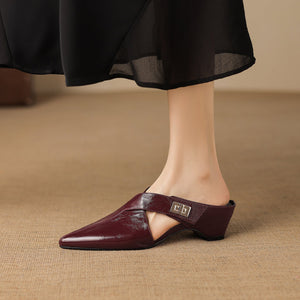 COLETTE — Mules en Cuir Véritable à Bout Pointu