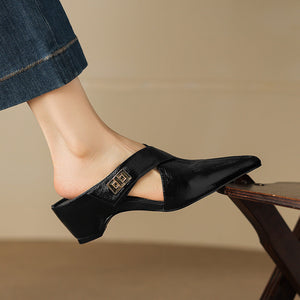 COLETTE — Mules en Cuir Véritable à Bout Pointu