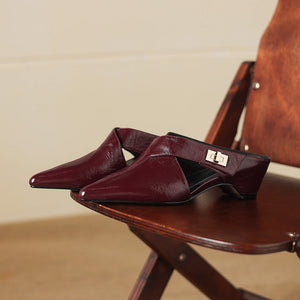 COLETTE — Mules en Cuir Véritable à Bout Pointu