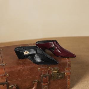 COLETTE — Mules en Cuir Véritable à Bout Pointu