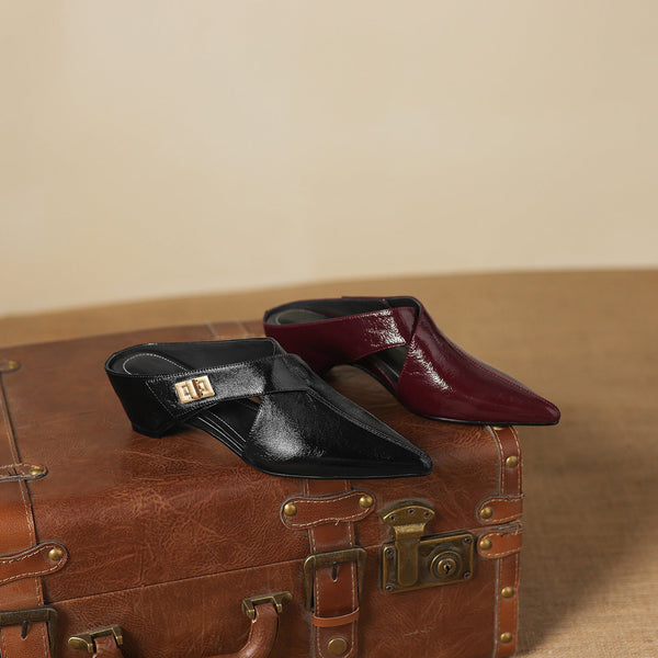 COLETTE — Mules en Cuir Véritable à Bout Pointu