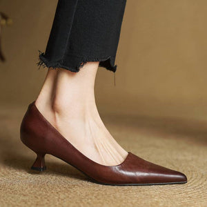 ODETTE — Escarpins en Cuir Véritable à Talon Kitten