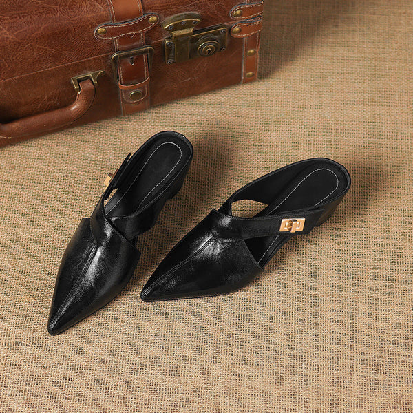 COLETTE — Mules en Cuir Véritable à Bout Pointu