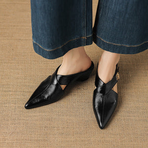 COLETTE — Mules en Cuir Véritable à Bout Pointu