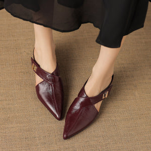 COLETTE — Mules en Cuir Véritable à Bout Pointu