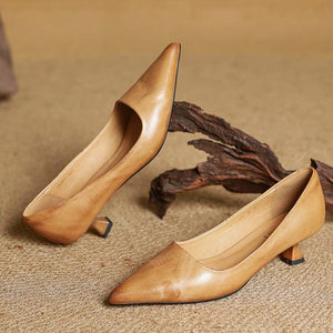 ODETTE — Escarpins en Cuir Véritable à Talon Kitten
