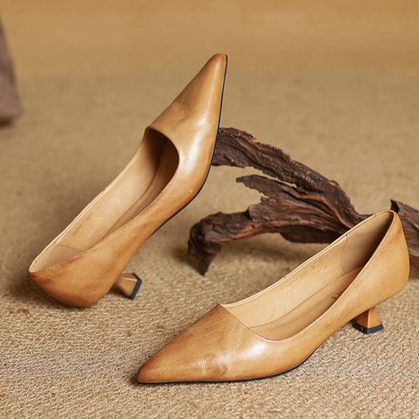 ODETTE — Escarpins en Cuir Véritable à Talon Kitten