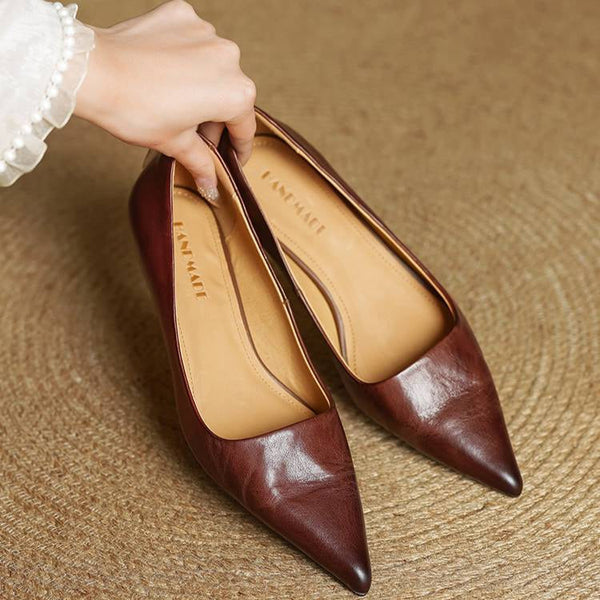 ODETTE — Escarpins en Cuir Véritable à Talon Kitten