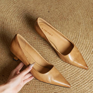 ODETTE — Escarpins en Cuir Véritable à Talon Kitten