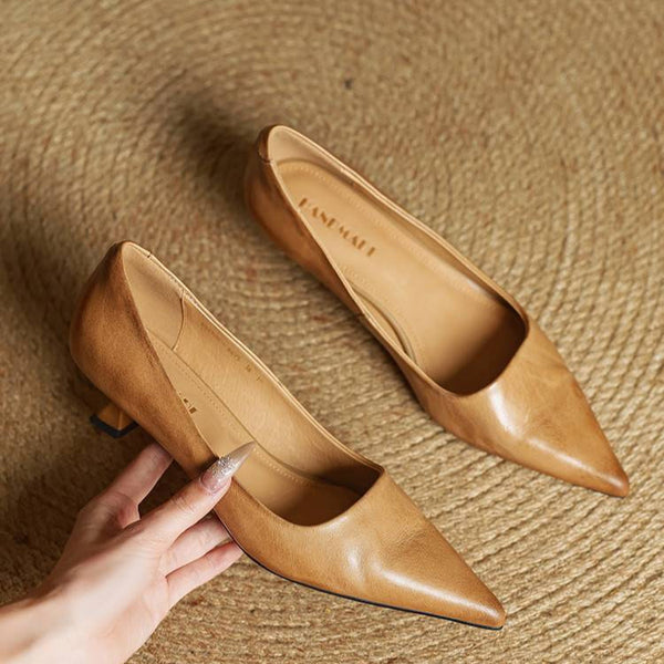 ODETTE — Escarpins en Cuir Véritable à Talon Kitten