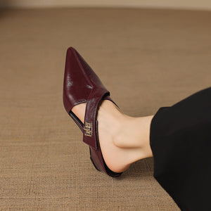 COLETTE — Mules en Cuir Véritable à Bout Pointu