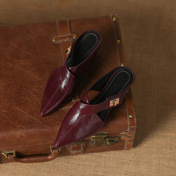 COLETTE — Mules en Cuir Véritable à Bout Pointu