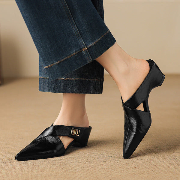 COLETTE — Mules en Cuir Véritable à Bout Pointu