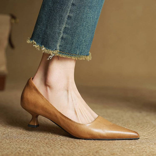 ODETTE — Escarpins en Cuir Véritable à Talon Kitten