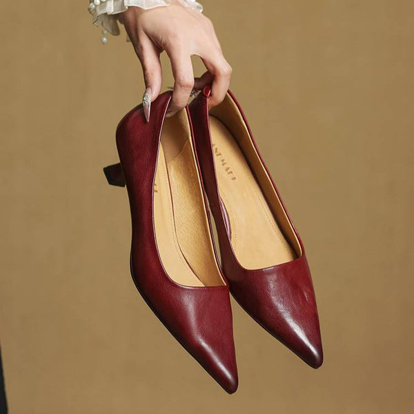 ODETTE — Escarpins en Cuir Véritable à Talon Kitten