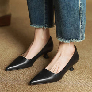 ODETTE — Escarpins en Cuir Véritable à Talon Kitten