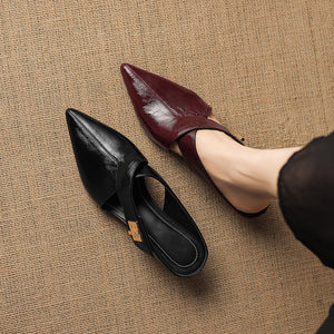 COLETTE — Mules en Cuir Véritable à Bout Pointu