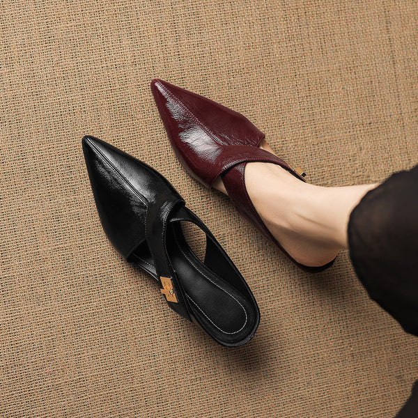 COLETTE — Mules en Cuir Véritable à Bout Pointu