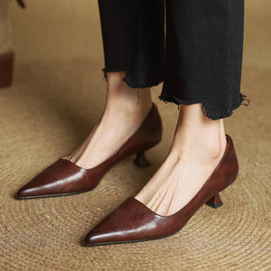 ODETTE — Escarpins en Cuir Véritable à Talon Kitten