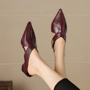 COLETTE — Mules en Cuir Véritable à Bout Pointu