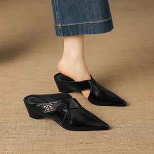 COLETTE — Mules en Cuir Véritable à Bout Pointu