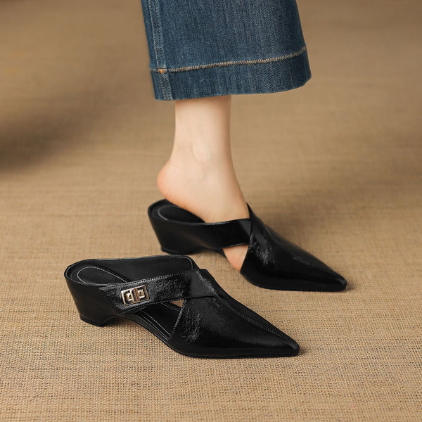 COLETTE — Mules en Cuir Véritable à Bout Pointu