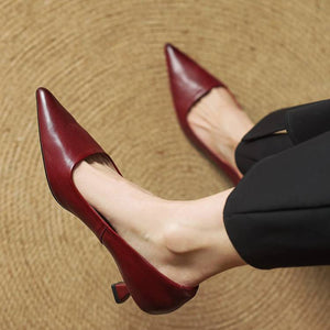 ODETTE — Escarpins en Cuir Véritable à Talon Kitten